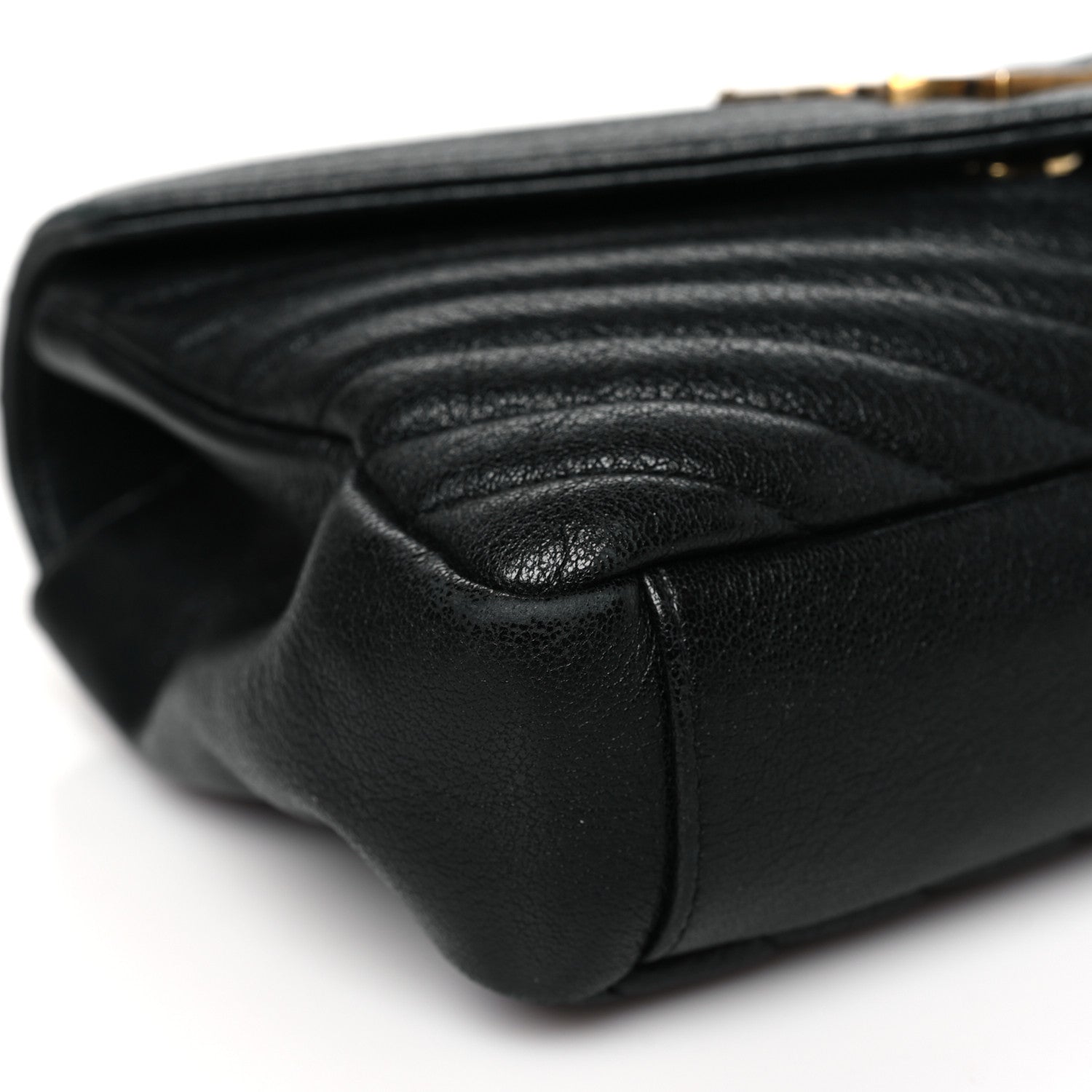 Saint Laurent Sheepskin Matelasse Chevron Monogram Medium College Bag Black 9 of 11