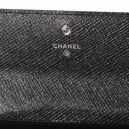 Chanel Glitter Calfskin Quilted Long Flap Wallet Black 6 of 10