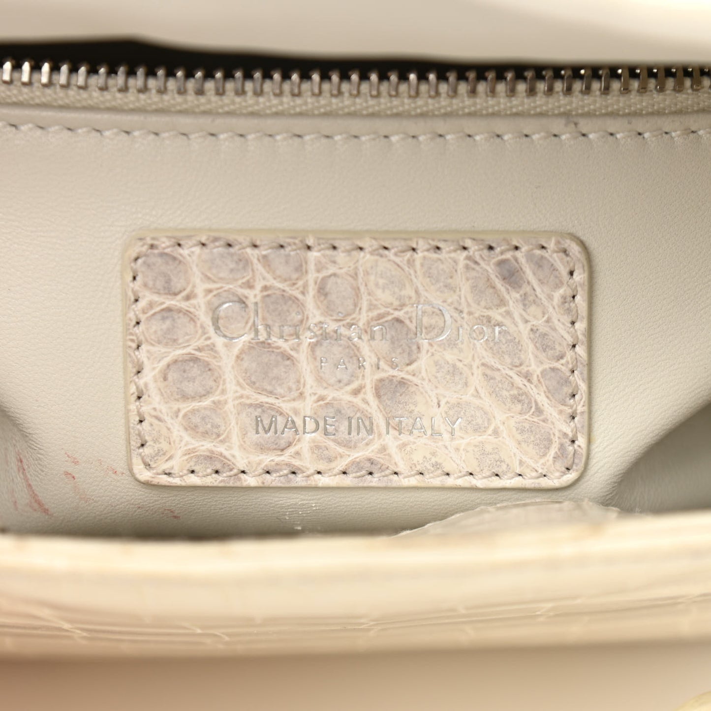 Alligator Mini Lady Dior Off White