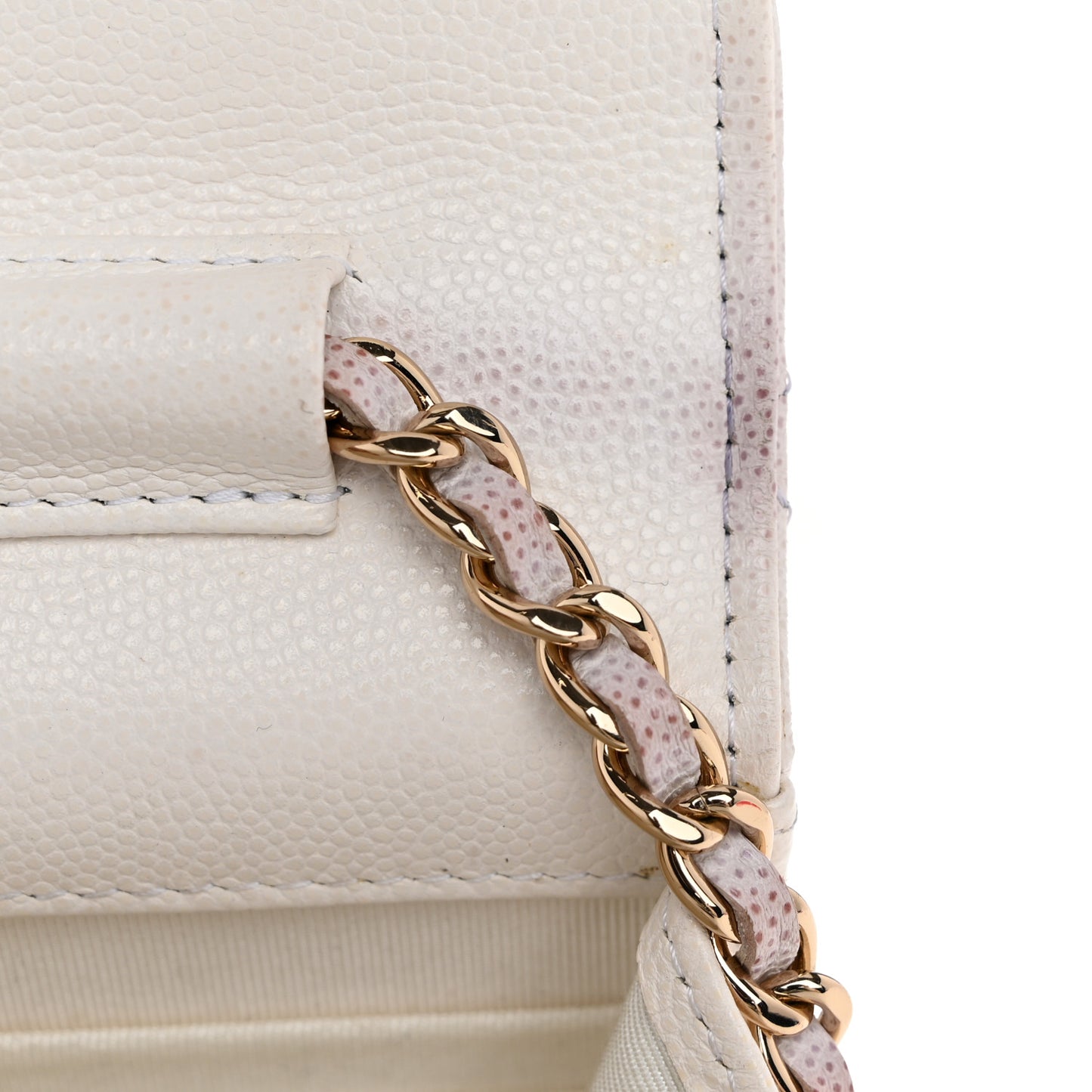 Caviar Quilted Wallet On Chain WOC White