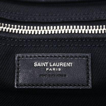 Saint Laurent Linen Calfskin Rive Gauche Tote Black 5 of 8