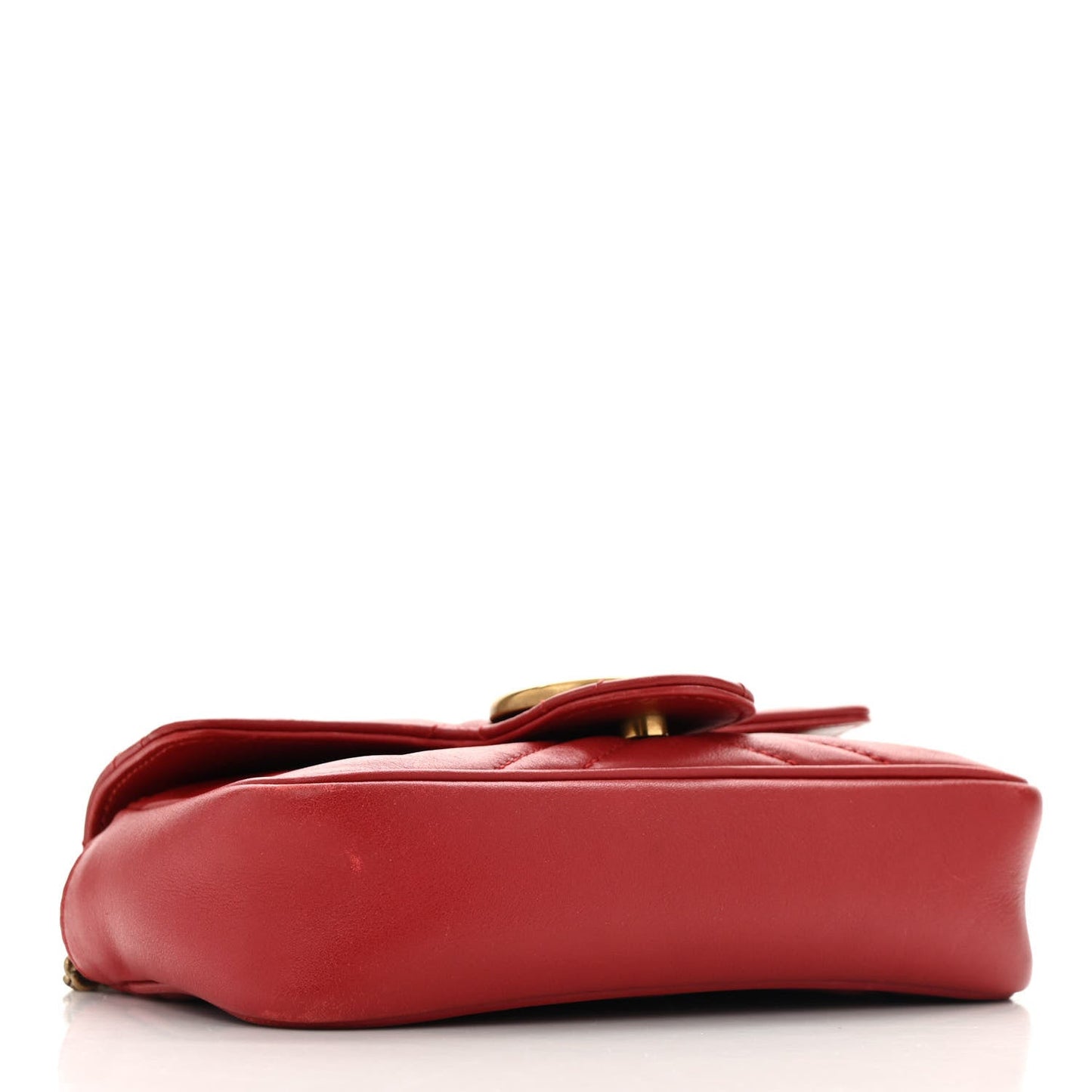 Calfskin Matelasse Super Mini GG Marmont Shoulder Bag Hibiscus Red