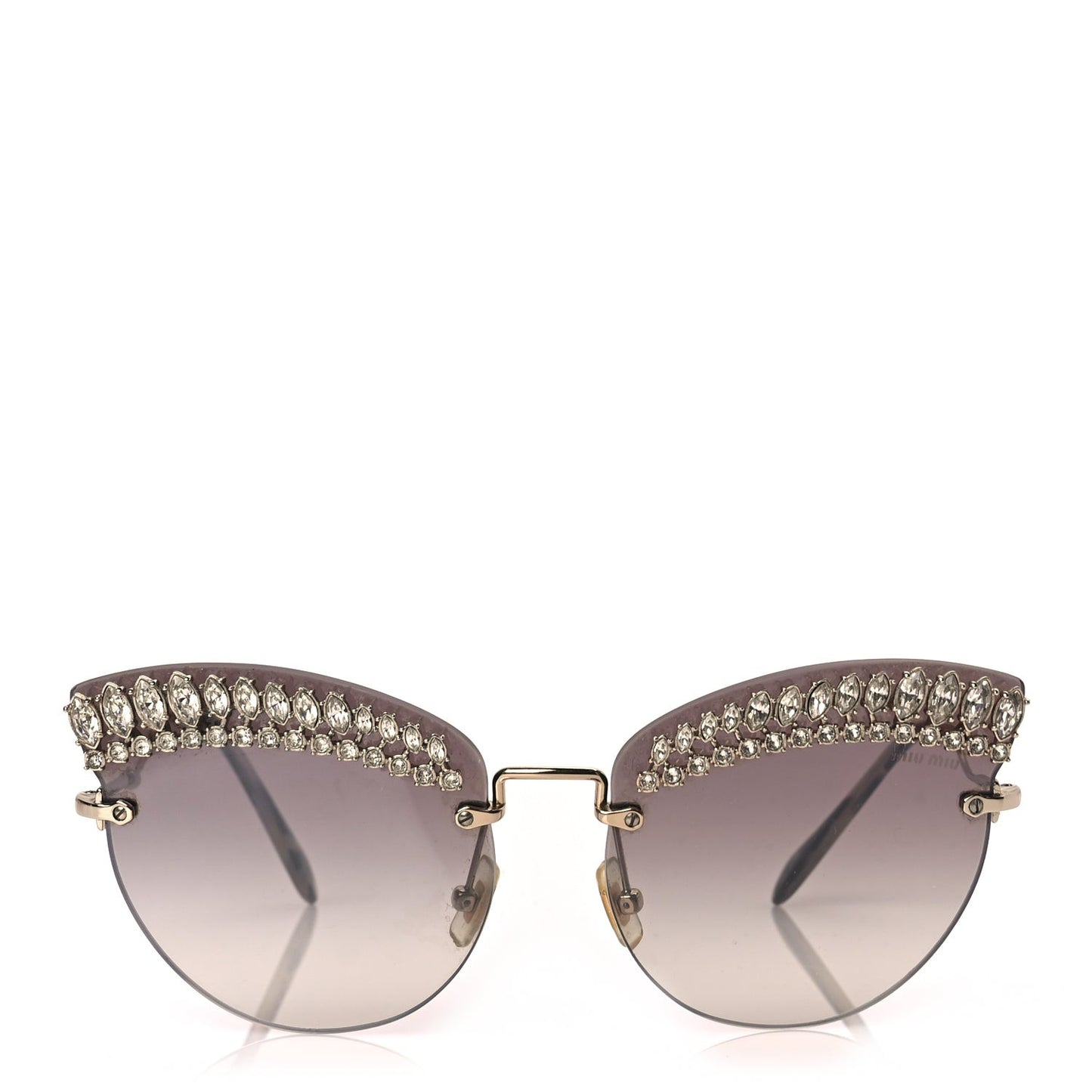 Metal Crystal Cat Eye Sunglasses SMU58T Gold Grey