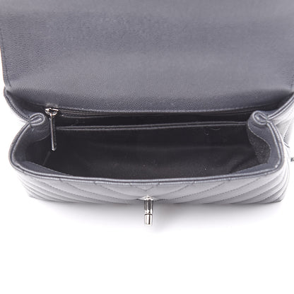 Chanel Caviar Chevron Quilted Mini Coco Handle Flap Black 5 of 10