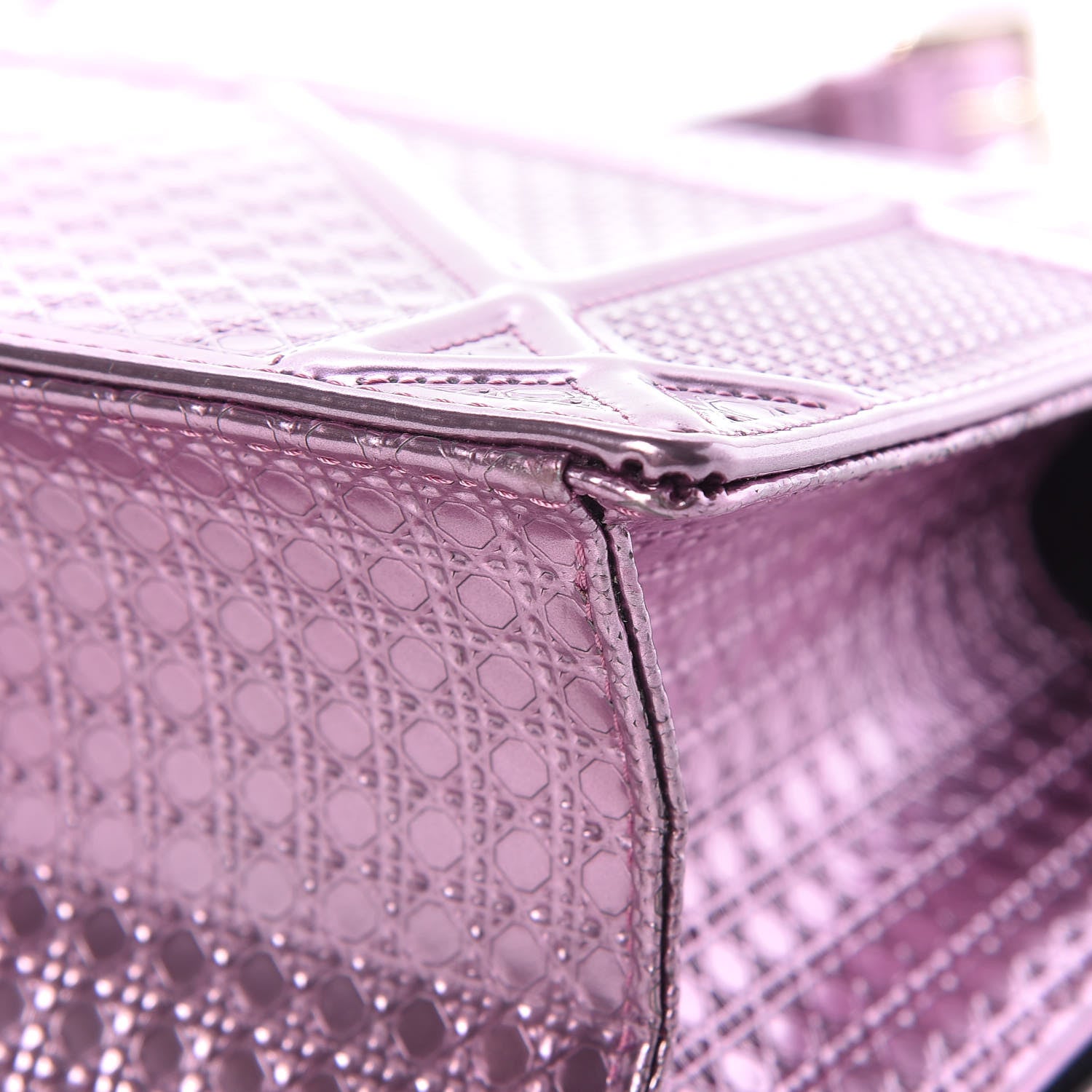 Christian Dior Metallic Patent Micro-Cannage Medium Diorama Flap Bag Pink 11 of 12