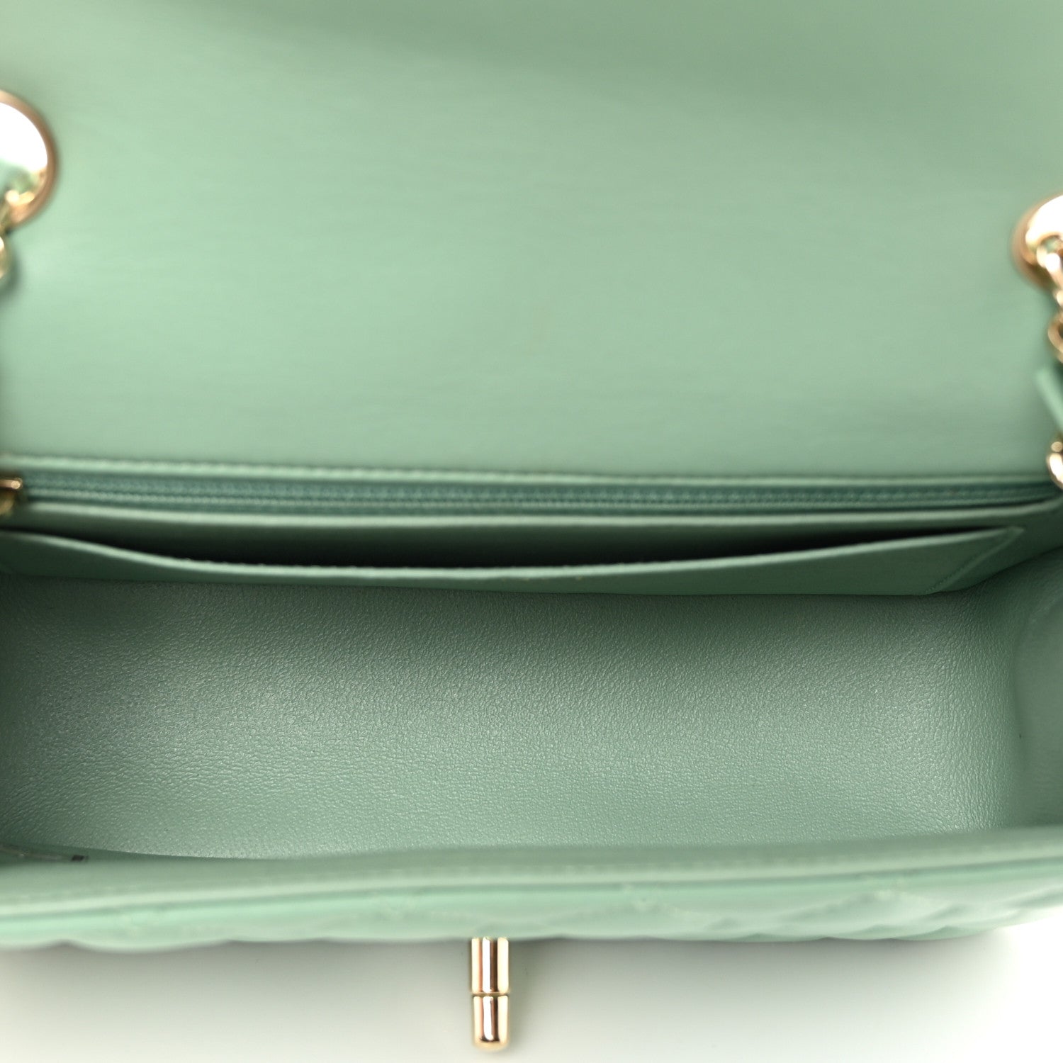 Chanel Lambskin Quilted Mini Rectangular Flap Light Green 5 of 10