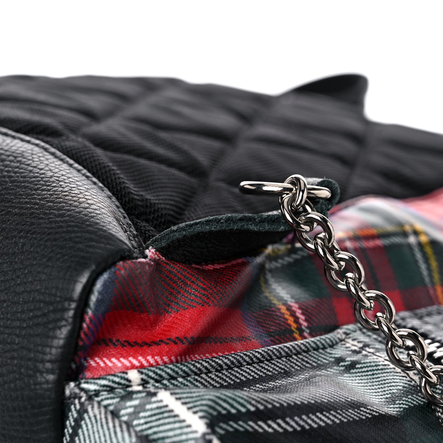 Laminated Tartan Patchwork Medium Rucksack Backpack Military Red