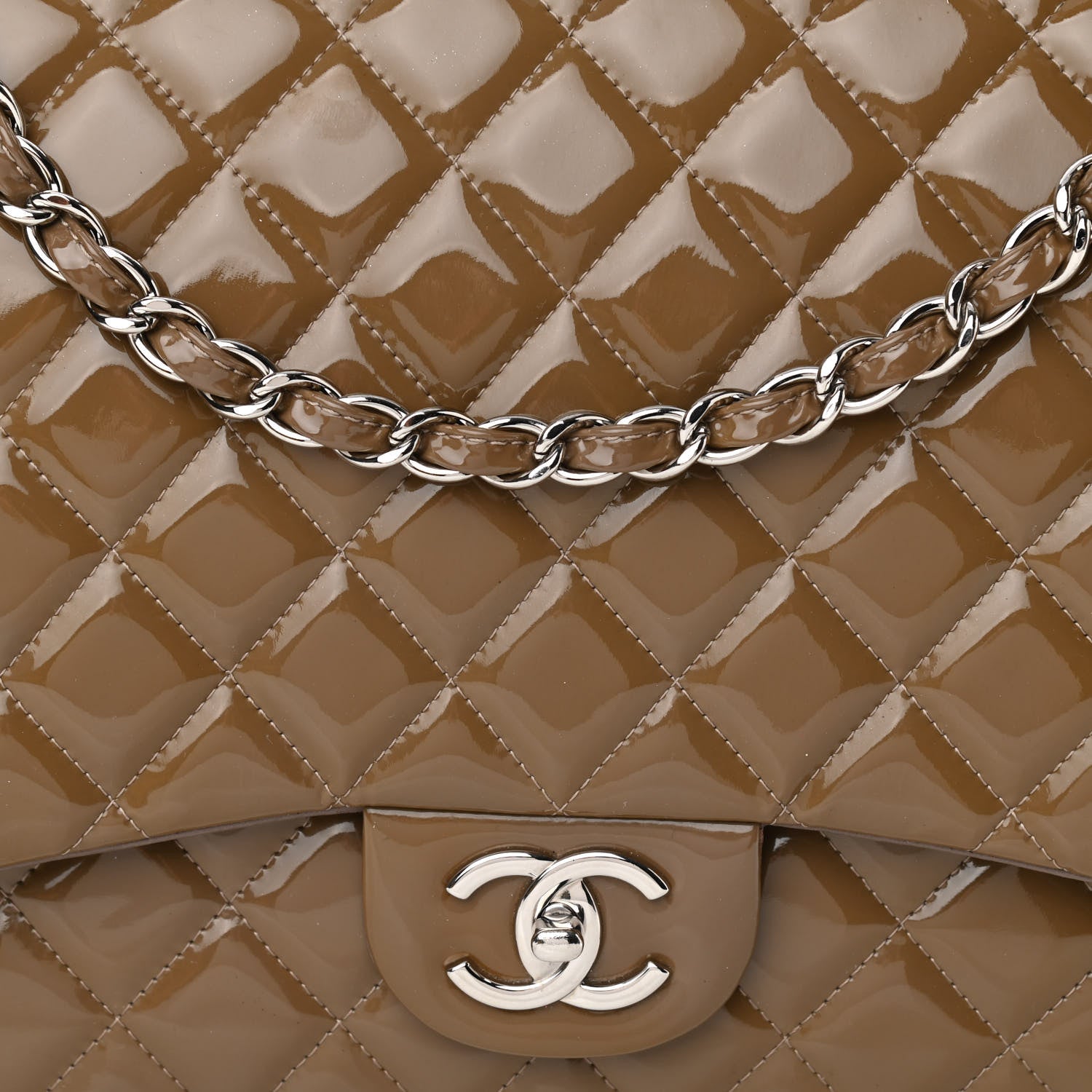 Chanel Patent Calfskin Quilted Maxi Double Flap Grey 8 of 10