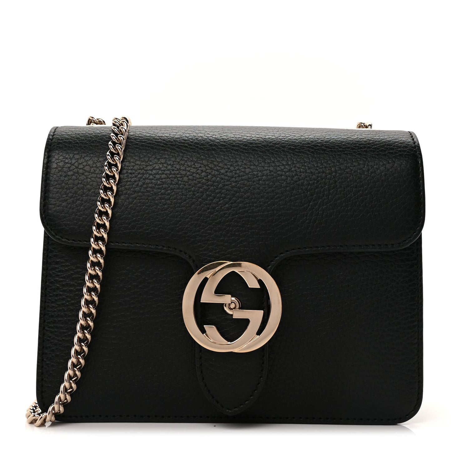 Dollar Calfskin Small Interlocking G Shoulder Bag Black