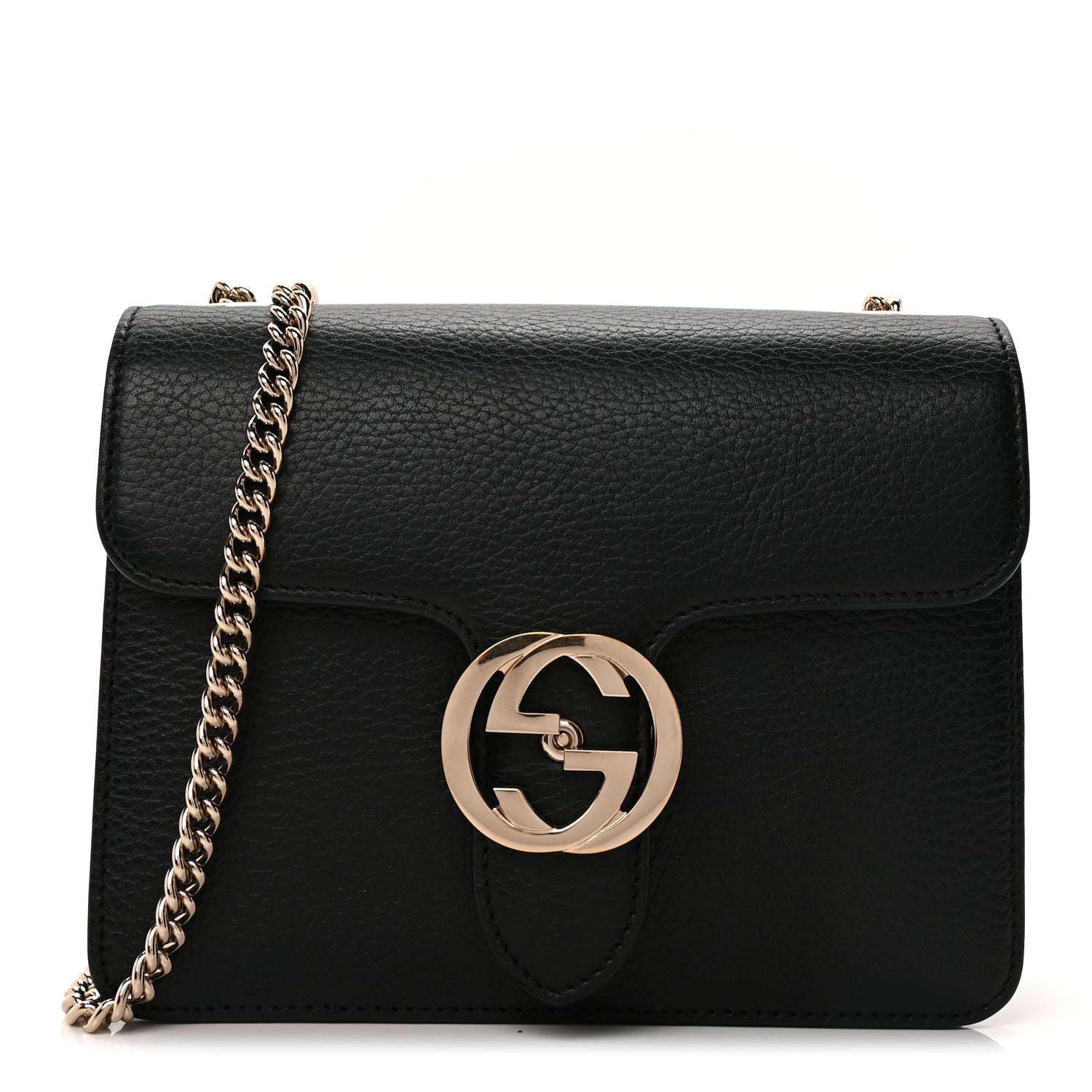 Gucci Dollar Calfskin Small Interlocking G Shoulder Bag Black 1 of 8