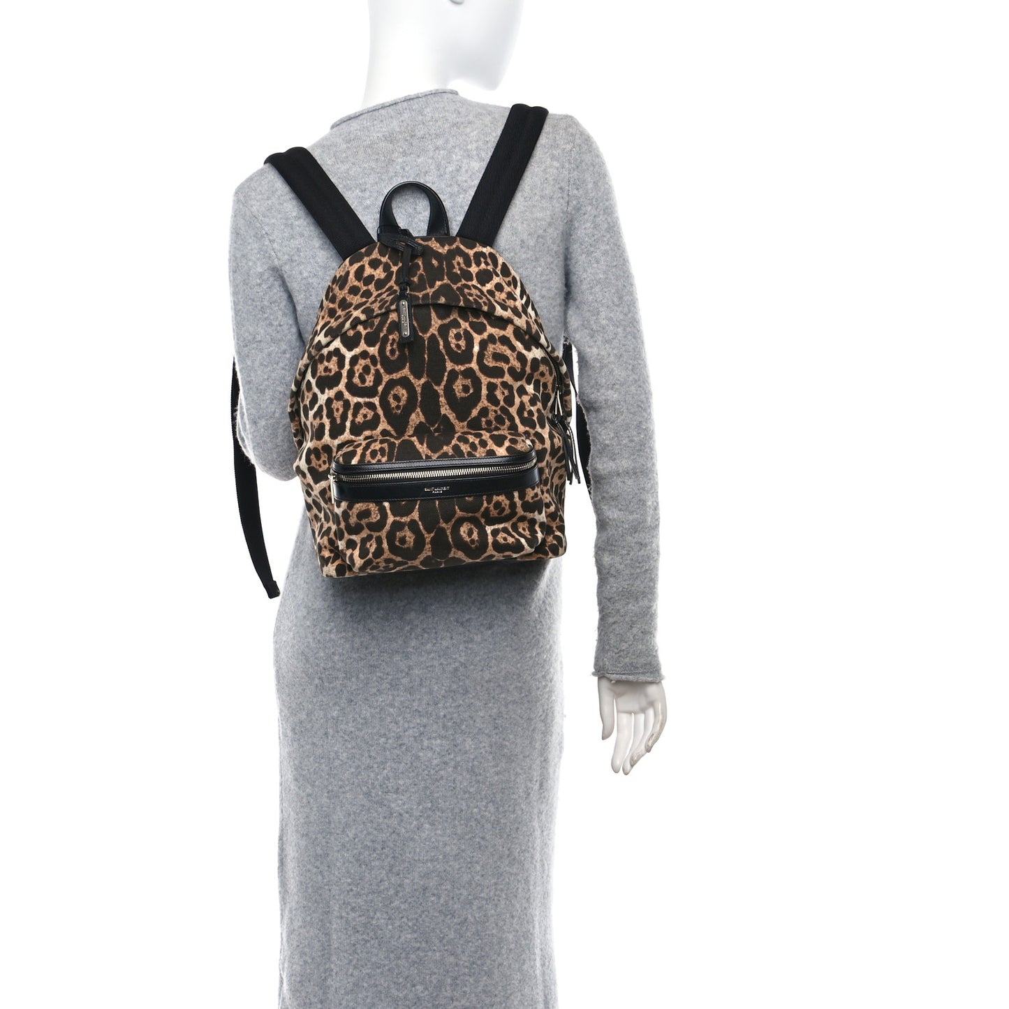 Canvas Leopard Print City Backpack Light Natural