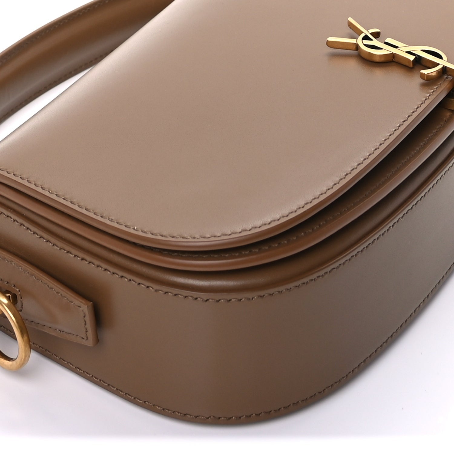 Saint Laurent Box Calfskin Mini Voltaire Shoulder Bag  Dark Cork 7 of 8