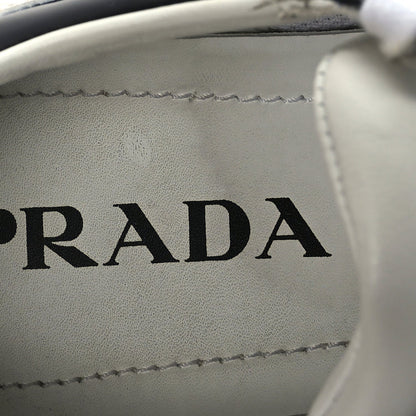 Prada Vitello Sport Spazzolato Rois Triangle Logo Womens Downtown Low Top 30mm Sneakers 38 White Black 7 of 8
