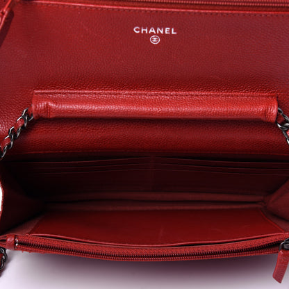 Chanel Caviar Quilted Boy Wallet On Chain WOC Red 5 of 11