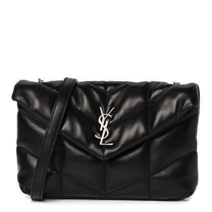 Saint Laurent Lambskin Quilted Toy Loulou Puffer Monogram Chain Satchel Black 1 of 10