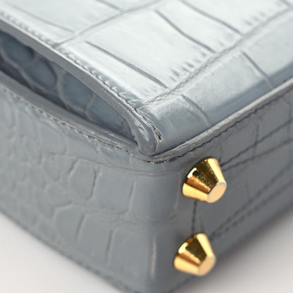 Alexander McQueen Calfskin Crocodile Embossed Box Shoulder Bag 16 Grey 7 of 20