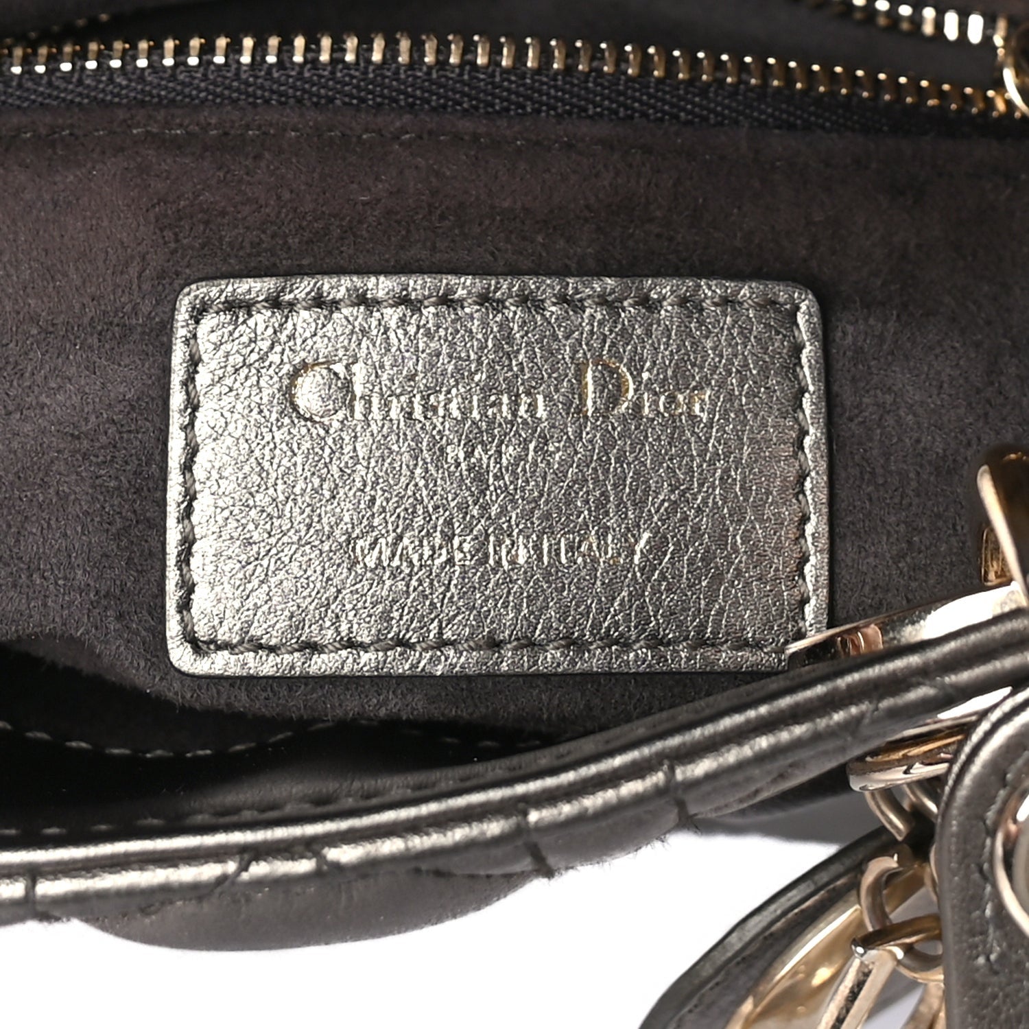 Christian Dior Metallic Lambskin Cannage Mini Lady Dior Dark Grey 5 of 7