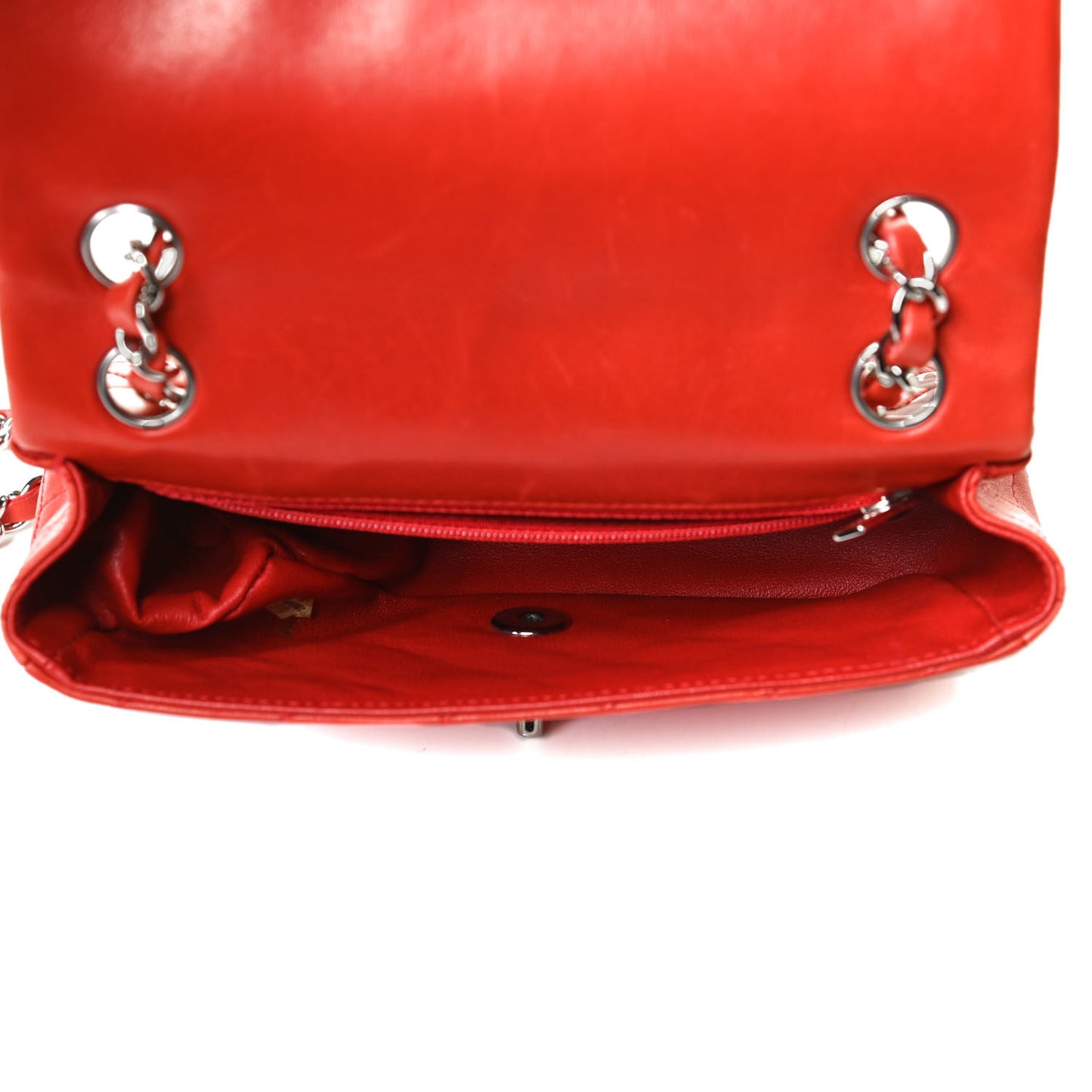 Lambskin Quilted Mini Rectangular Flap Red