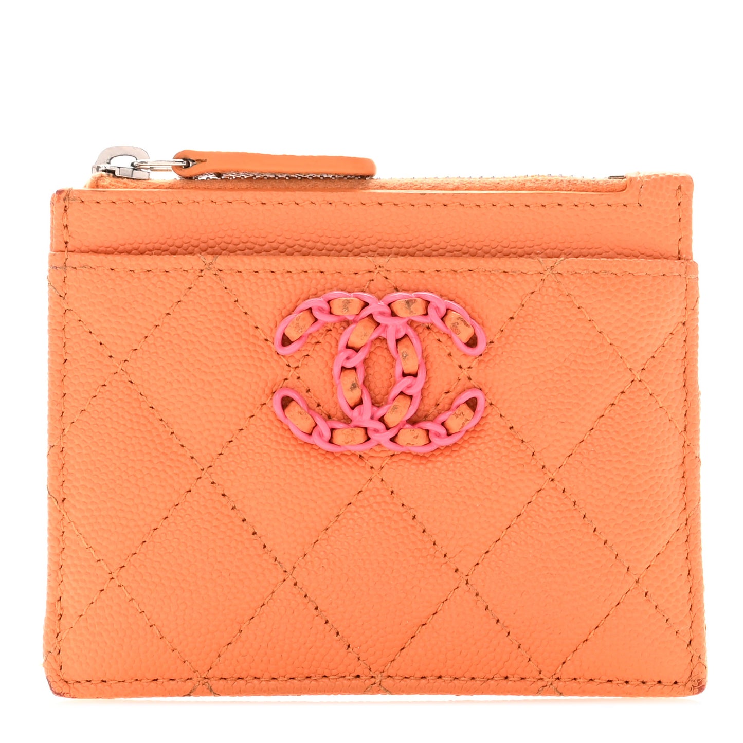 Caviar Flashy CC Zip Card Holder Orange Pink