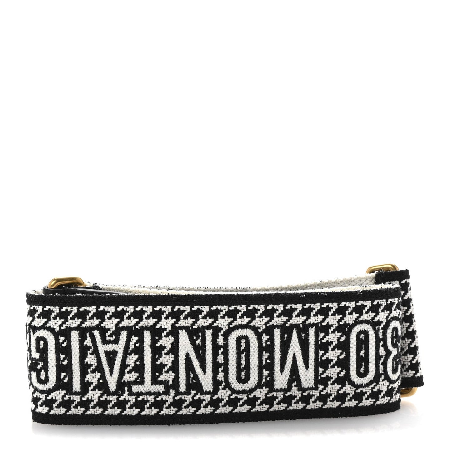 Canvas Houndstooth Embroidered 30 Montaigne Shoulder Strap Black White
