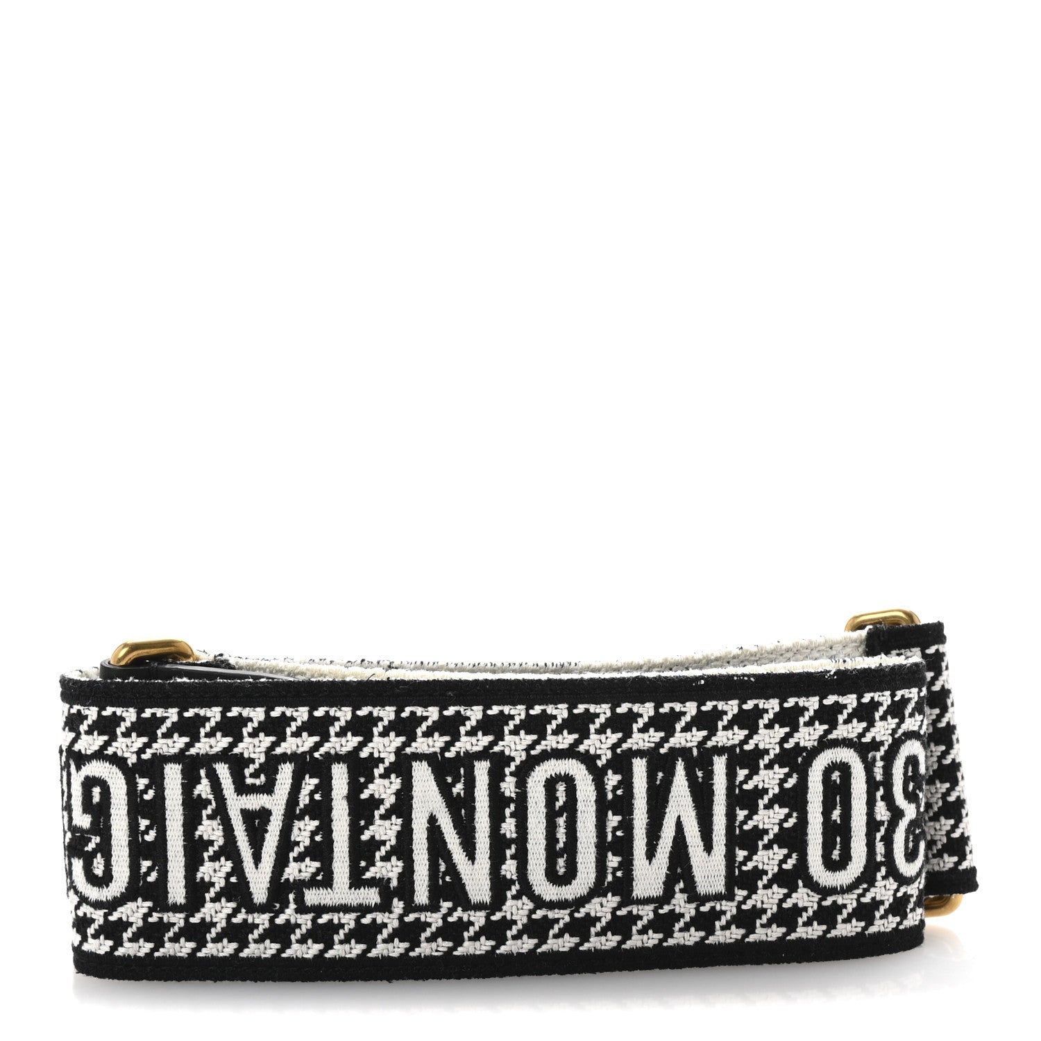 Christian Dior Canvas Houndstooth Embroidered 30 Montaigne Shoulder Strap Black White 2 of 4