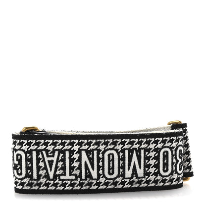 Christian Dior Canvas Houndstooth Embroidered 30 Montaigne Shoulder Strap Black White 2 of 4