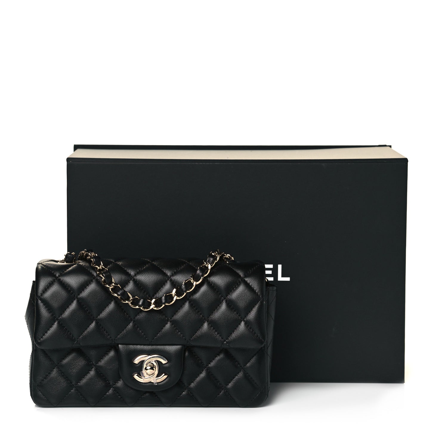 Lambskin Quilted Mini Rectangular Flap Black