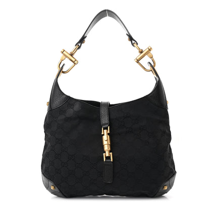 Gucci Monogram Piston Lock Jackie O Hobo Black 1 of 11