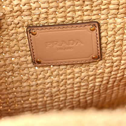 Prada Raffia Floral Small Logo Tote Naturale Arancio Naturale Arancio 7 of 7