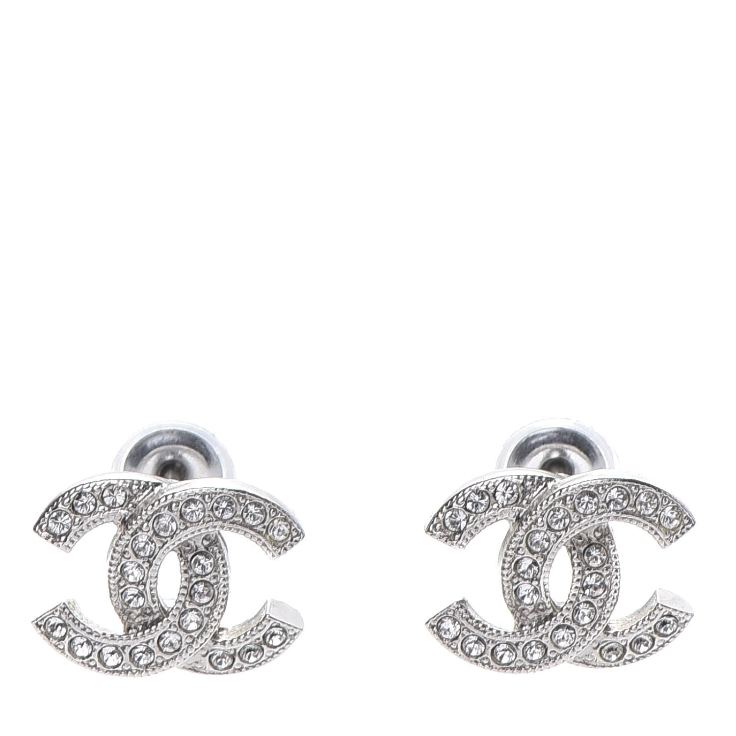 Chanel Crystal CC Earrings Silver 1 of 4