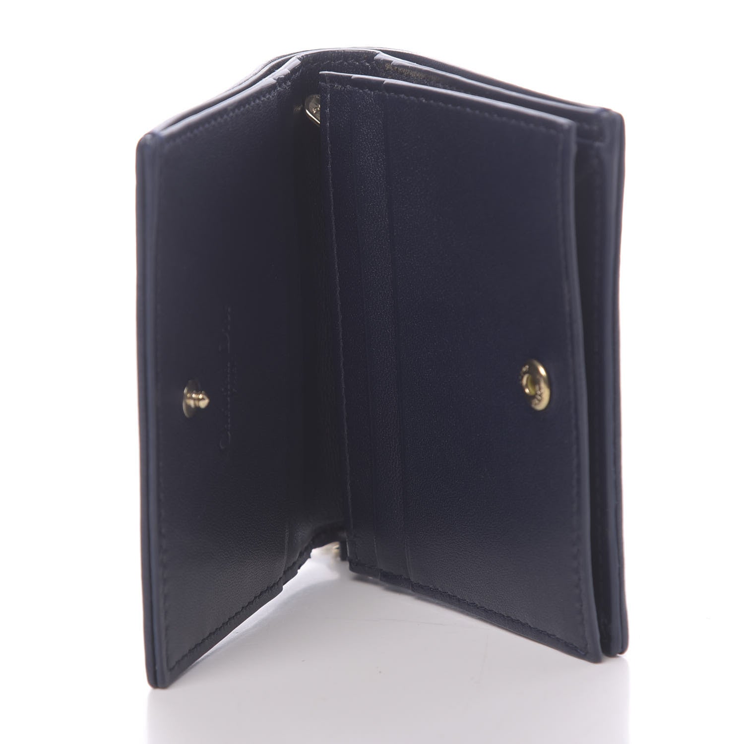 Christian Dior Lambskin Cannage Mini Lady Dior Wallet Navy 5 of 9