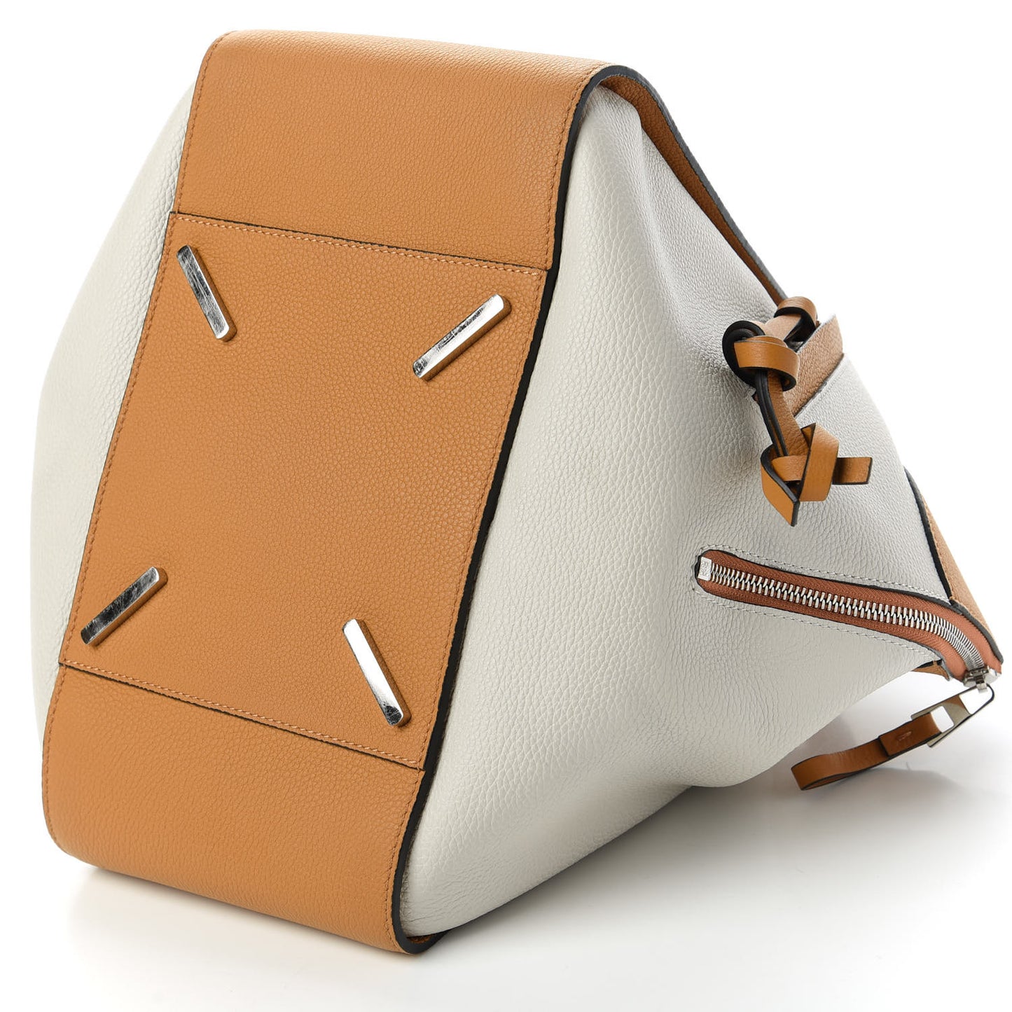 Calfskin Medium Hammock Shoulder Bag Tan White