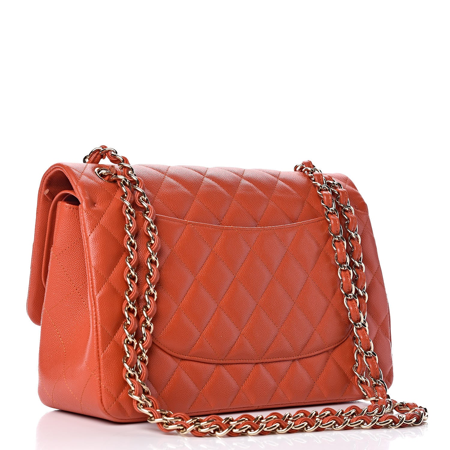 Chanel Caviar Quilted Jumbo Double Flap Orange 3 of 11