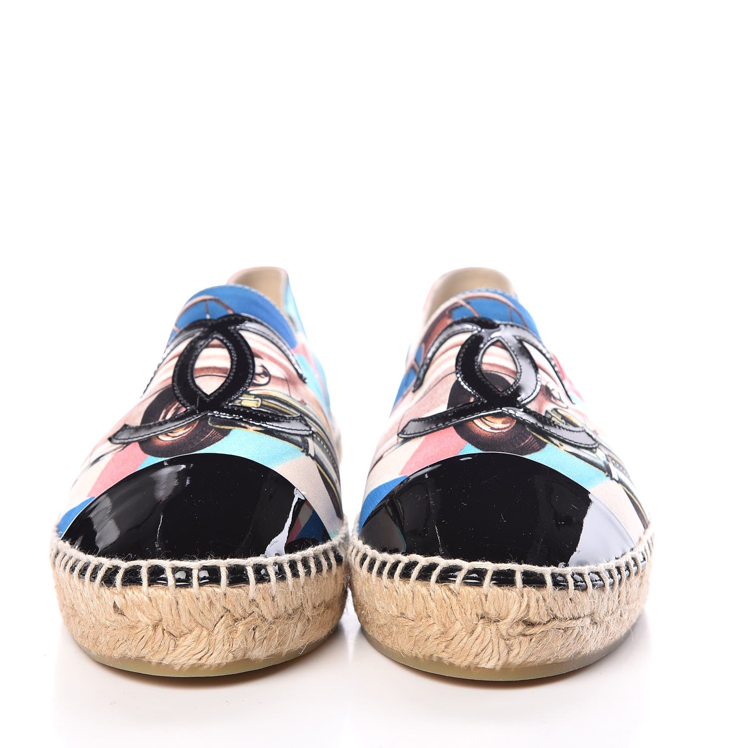 Chanel Patent Fabric CC Espadrilles 39 Multicolor Black 2 of 10