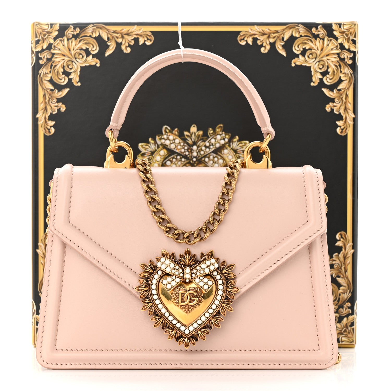 Dolce & Gabbana Smooth Calfskin Small Devotion Envelope Top Handle Bag Cipria 10 of 10