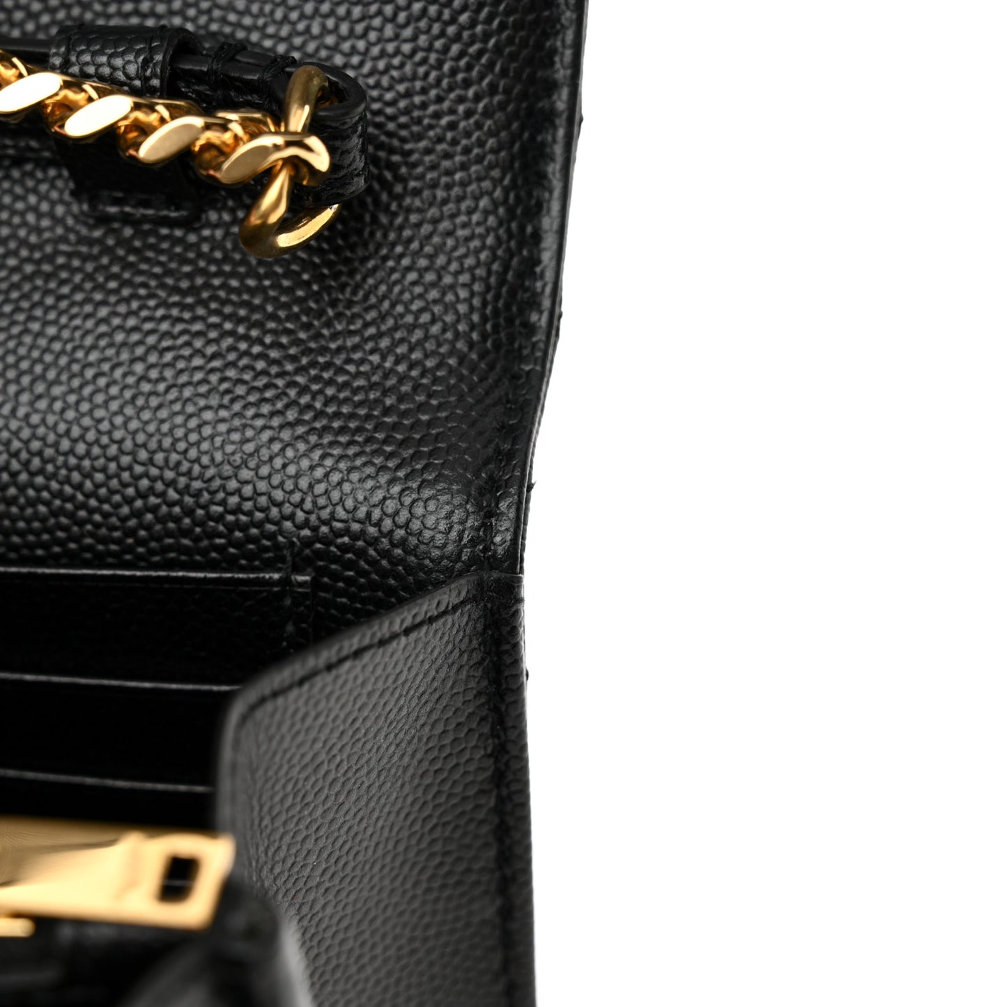 Grain De Poudre Matelasse Chevron Monogram Chain Wallet Black