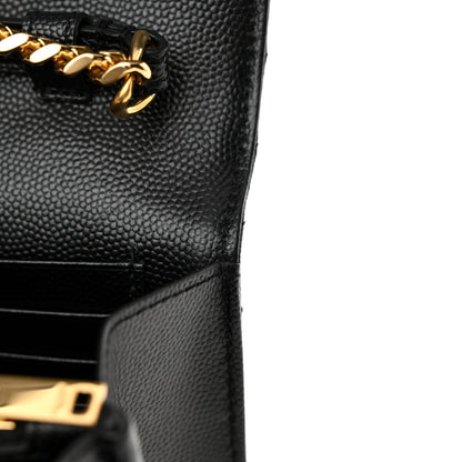 Saint Laurent Grain De Poudre Matelasse Chevron Monogram Chain Wallet Black 12 of 12