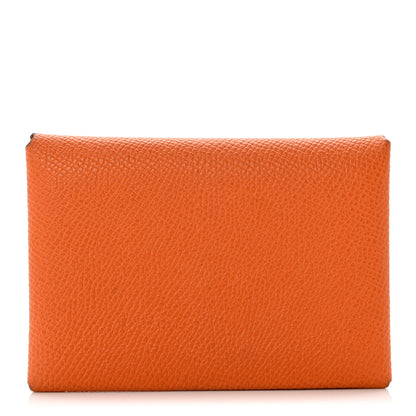 Hermes Epsom Calvi Duo Card Case Orange 1 of 9