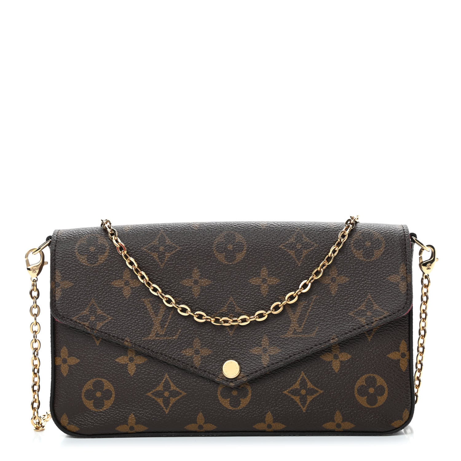 Louis Vuitton Monogram Pochette Felicie Chain Wallet Fuchsia 1 of 5