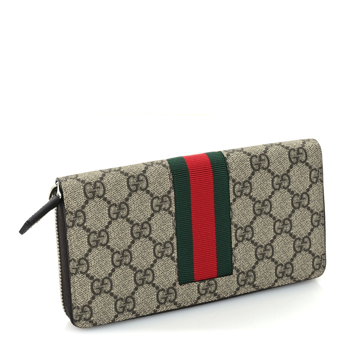 Gucci GG Supreme Monogram Web Bee Zip Around Wallet Beige Cocoa 4 of 7