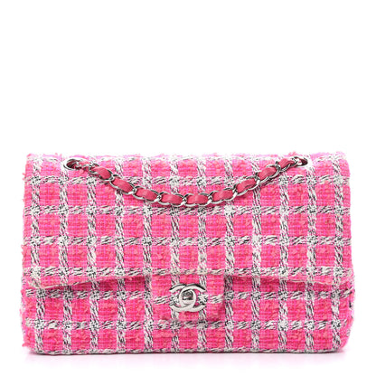 Chanel Tweed Quilted Medium Double Flap Hot Pink 1 of 9