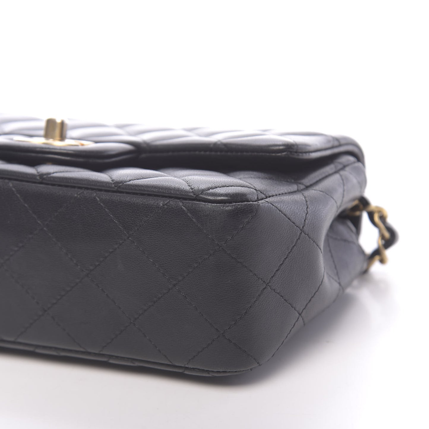 Lambskin Quilted Mini Rectangular Flap Black