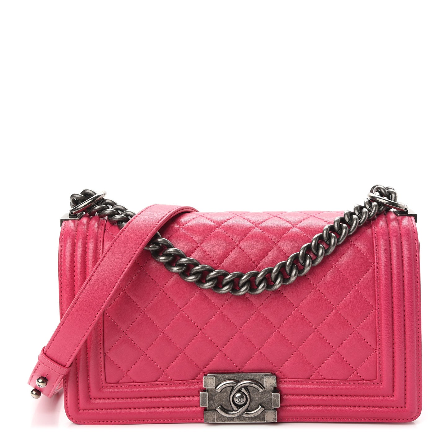 Lambskin Quilted Medium Boy Flap Pink