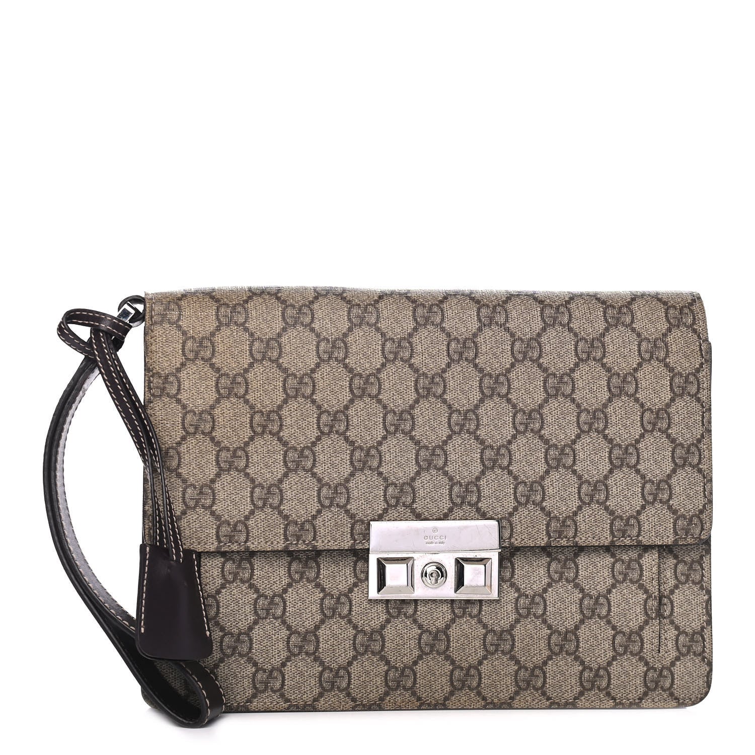Gucci GG Plus Monogram Flap Clutch Dark Brown 1 of 5