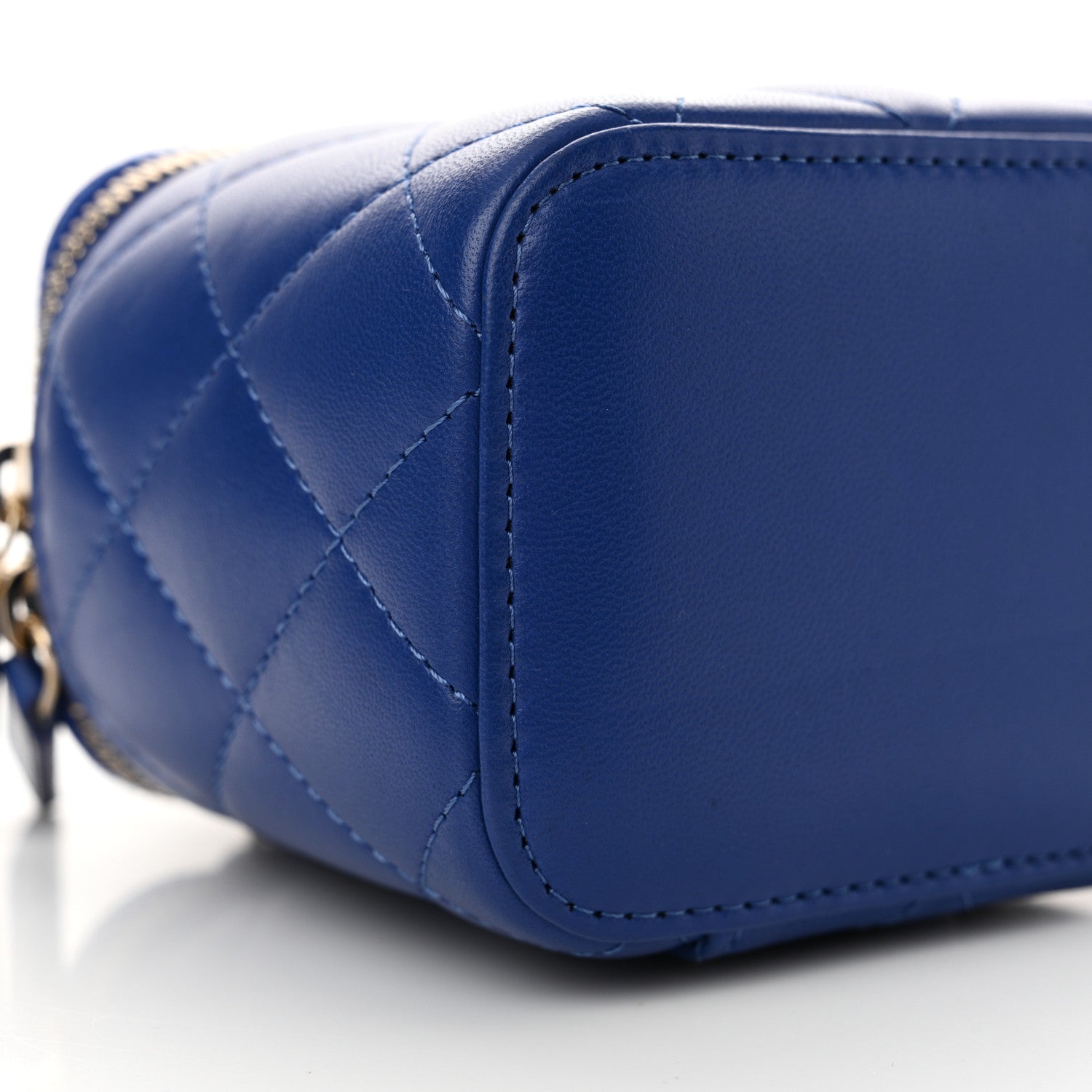 Chanel Lambskin Quilted Top Handle Mini Vanity Case With Chain Blue 9 of 10