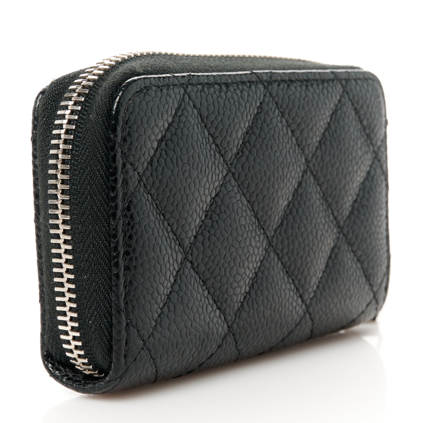 Caviar Quilted Zip Coin Purse Black