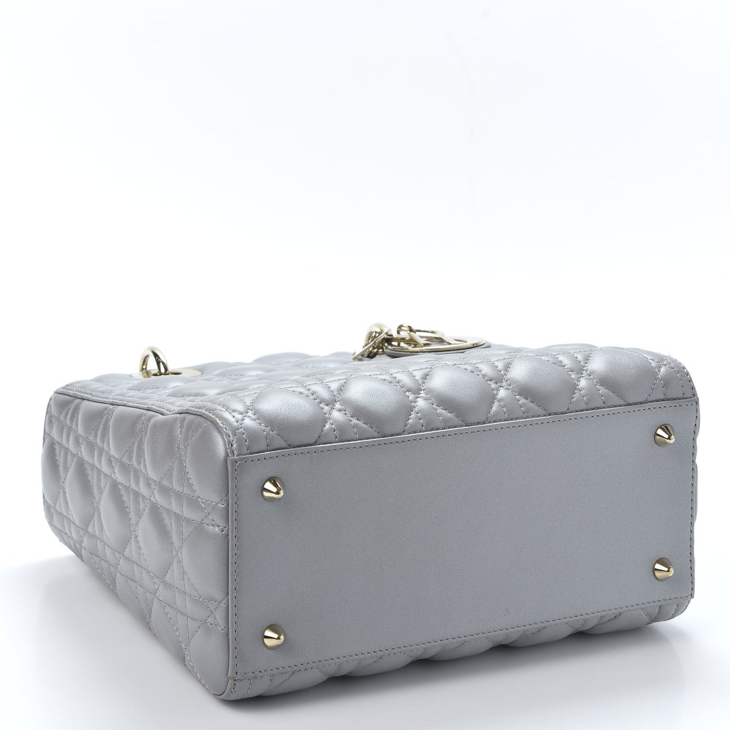 Pearly Lambskin Cannage Medium Lady Dior Grey