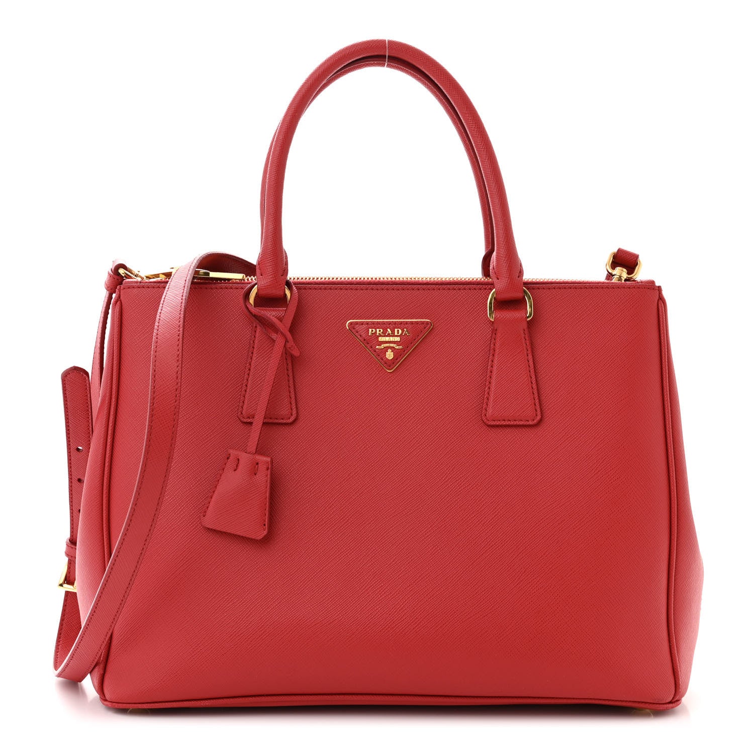 Prada Saffiano Small Galleria Double Zip Tote Fuoco 1 of 15
