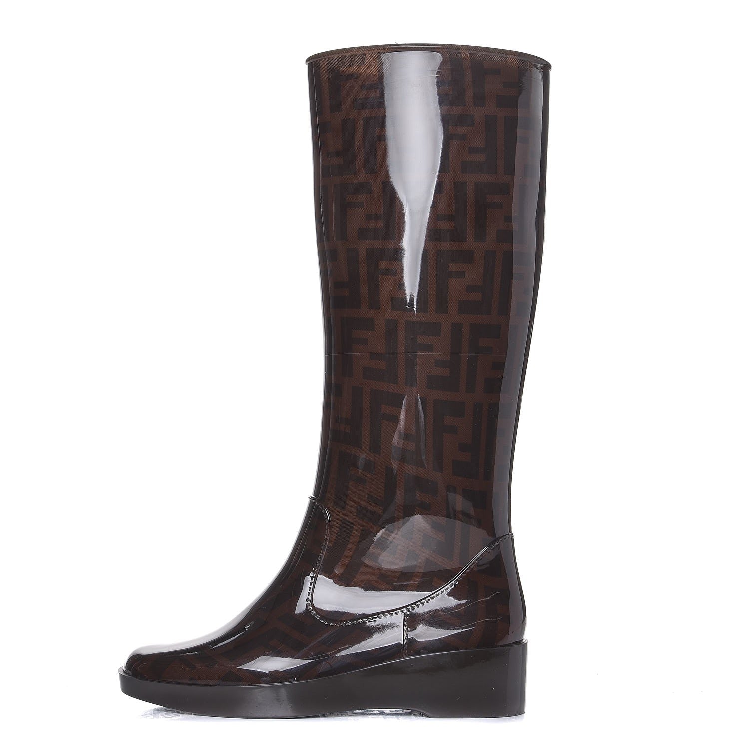 Fendi Rubber FF Rain Boots 36 Brown 1 of 9