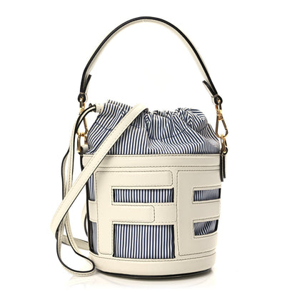 Fendi Fabric Jacquard Vitello Grace Striped Mini Step Out Rice Mirto 1 of 9